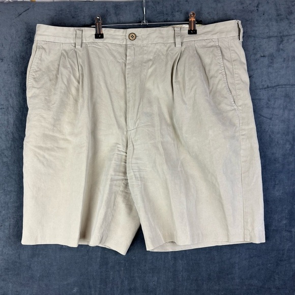 Tommy Bahama Silk/Cotton Tan Flat Front Shorts Relaxed Fit Sz 38 - Picture 1 of 8